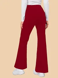 Elegant Maroon Polyester Solid Trousers For Women-thumb1