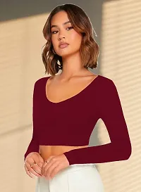 Dream Beauty Fashion Combo Casual Short Sleeves Ribbed Round Neck Polyster Blend Crop Top (17 Inches)-thumb3