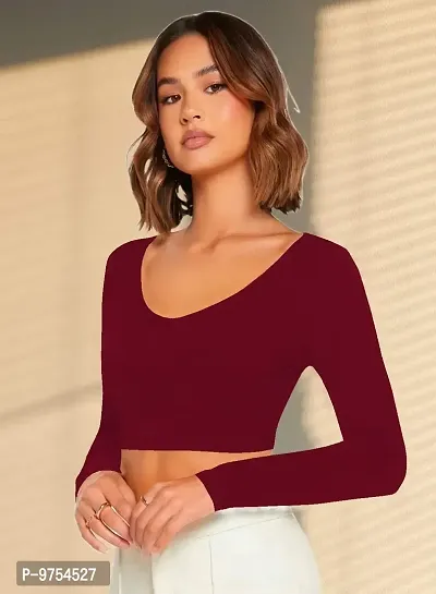 Dream Beauty Fashion Combo Casual Short Sleeves Ribbed Round Neck Polyster Blend Crop Top (17 Inches)-thumb4