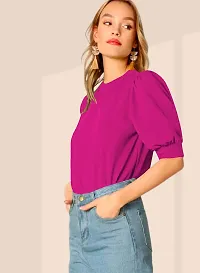 Dream Beauty Fashion Women's Puff/Baloon Sleeves V-Neck Casual Top (Top Sofia_P)-thumb3