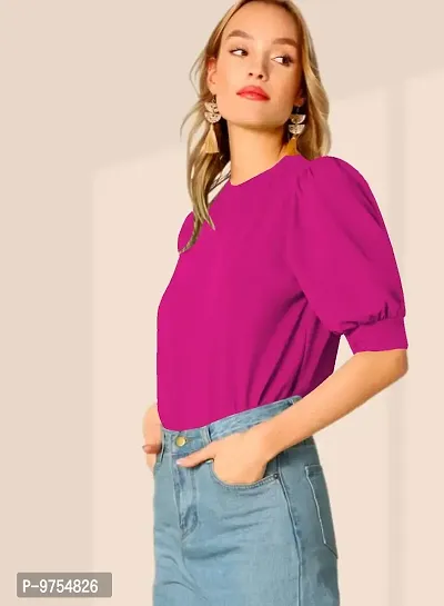 Dream Beauty Fashion Women's Puff/Baloon Sleeves V-Neck Casual Top (Top Sofia_P)-thumb4