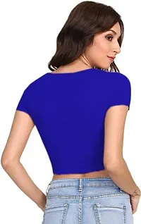 Dream Beauty Fashion Women's Casual Short Sleeves Round Neck Polyster Blend Crop Top (17 Inches)-thumb3