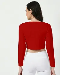 Elegant Red Polyester Solid Top For Women-thumb2