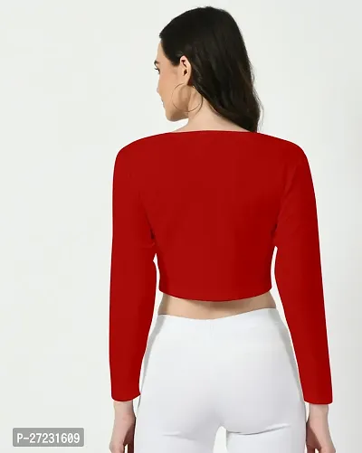 Elegant Red Polyester Solid Top For Women-thumb3