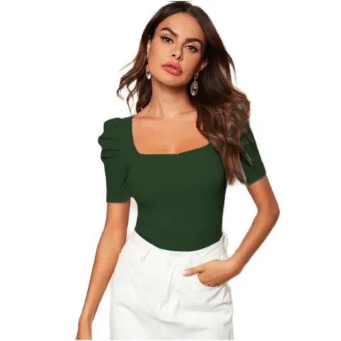 Women's Puff/Baloon Sleeves Square Neck Casual Top