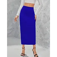 Stylish Casual Polyester Blend With Side Slit Royal Blue Skirt For Women-thumb3