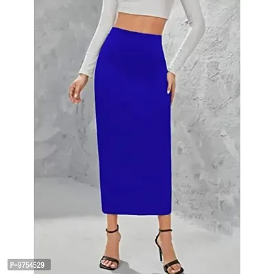 Stylish Casual Polyester Blend With Side Slit Royal Blue Skirt For Women-thumb4