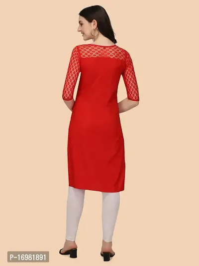 Trendy Red Crepe Kurti For Women-thumb3