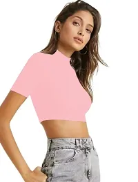 Dream Beauty Fashion Polyester Blend Turtle Neck Crop Top (15 Inches)-thumb3