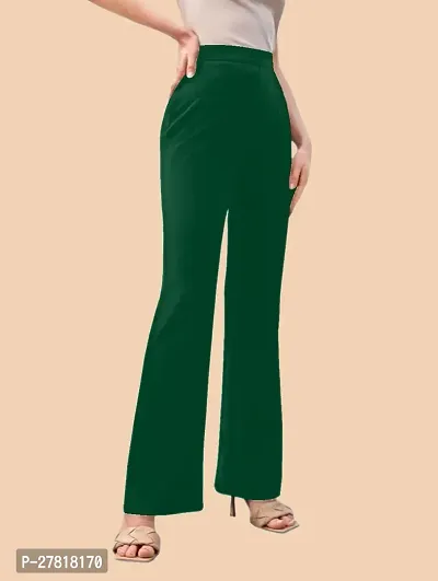 Elegant Green Polyester Solid Trousers For Women-thumb4