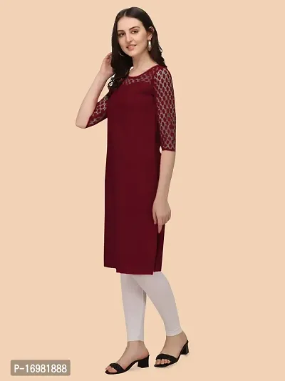 Trendy Maroon Crepe Kurti For Women-thumb2