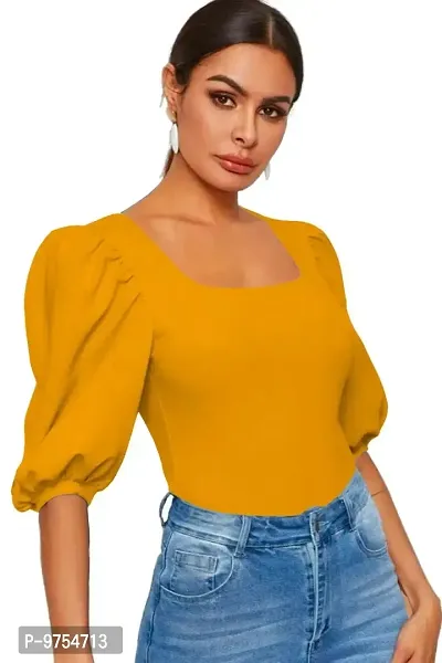 Dream Beauty Fashion Women's Puff/Baloon Sleeves Square Neck Casual Top (Top-EVA-2)-thumb0