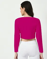 Elegant Pink Polyester Solid Top For Women-thumb2