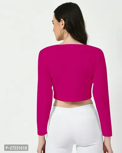 Elegant Pink Polyester Solid Top For Women-thumb3