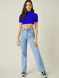 Stylish Polyester Blend Crop Top For Ladies-thumb2