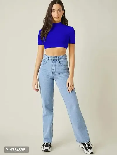 Stylish Polyester Blend Crop Top For Ladies-thumb3