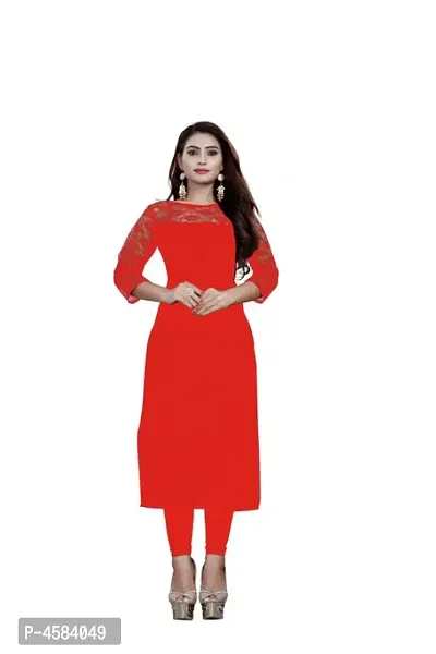 Red Crepe Embellished Kurtas For Women