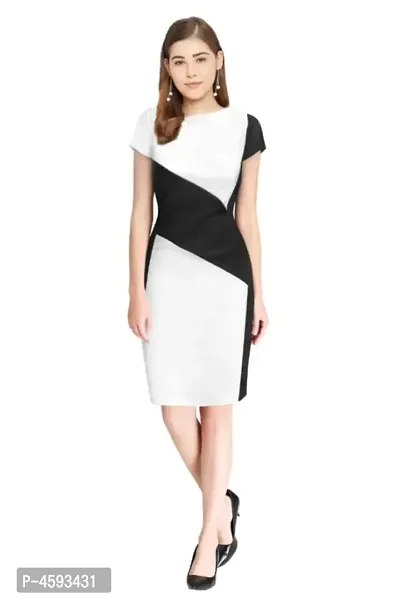 Dream Beauty Fashion Hosiery Short Sleeves Color Block Short White Dress (35