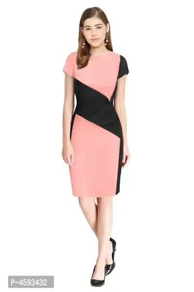 Dream Beauty Fashion Hosiery Short Sleeves Color Block Short Peach Dress (35Inches)