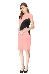 Dream Beauty Fashion Hosiery Short Sleeves Color Block Short Peach Dress (35Inches)-thumb2