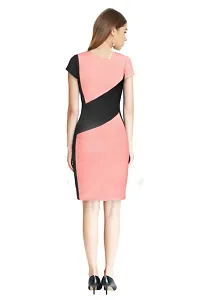 Dream Beauty Fashion Hosiery Short Sleeves Color Block Short Peach Dress (35Inches)-thumb3