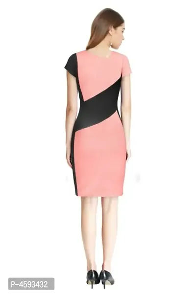 Dream Beauty Fashion Hosiery Short Sleeves Color Block Short Peach Dress (35Inches)-thumb4