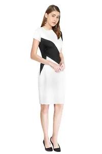 Dream Beauty Fashion Hosiery Short Sleeves Color Block Short White Dress (35-thumb3