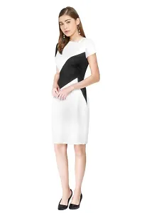 Dream Beauty Fashion Hosiery Short Sleeves Color Block Short White Dress (35-thumb4