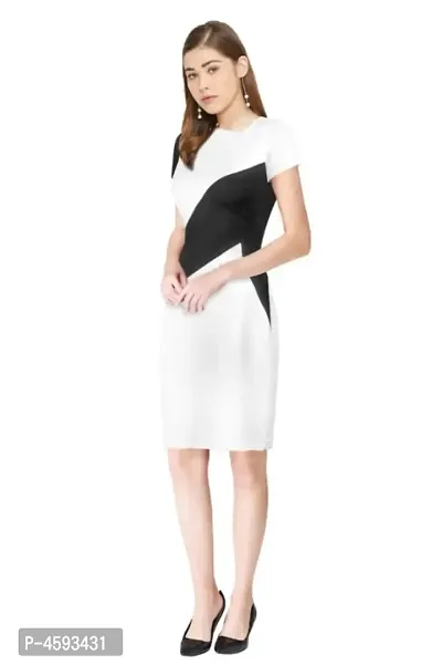 Dream Beauty Fashion Hosiery Short Sleeves Color Block Short White Dress (35-thumb5