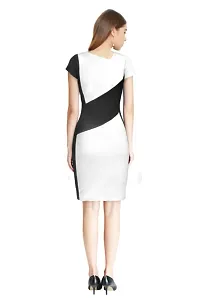 Dream Beauty Fashion Hosiery Short Sleeves Color Block Short White Dress (35-thumb1