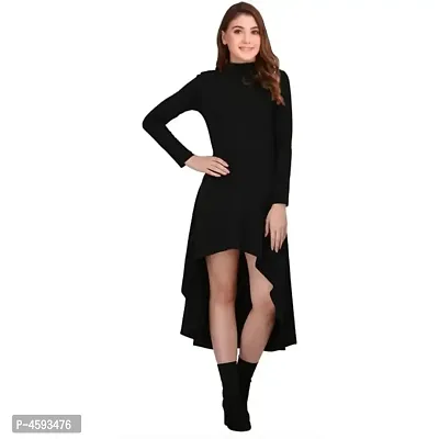Dream Beauty Fashion Hosiery Full Sleeves Turtle Neck High-Low Black Western Dress (38