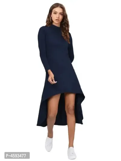 Dream Beauty Fashion Hosiery Full Sleeves Turtle Neck High-Low Blue Western Dress (38