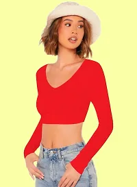 Classic Polyester Spandex Solid Crop Tops for Women-thumb3