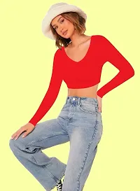 Classic Polyester Spandex Solid Crop Tops for Women-thumb1