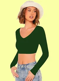 Classic Polyester Spandex Solid Crop Tops for Women-thumb3