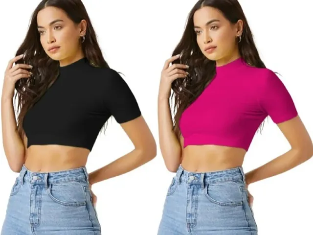 Pack Of 2 Dark Blend Crop Top Combo (15Inches)