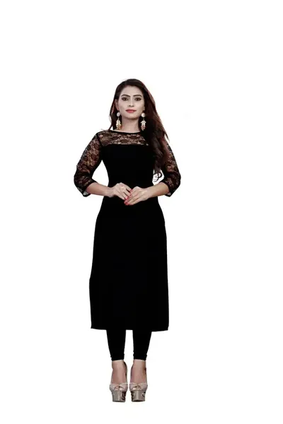 American Crepe And Rasal Net Kurti (45Inches)