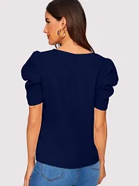 Casual Polyester Blend Round Neck Puff Sleeves Stylish Top (23Inches)-thumb3