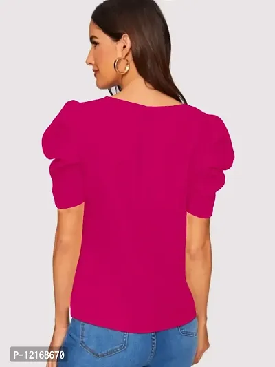 Casual Polyester Blend Round Neck Puff Sleeves Stylish Top (23Inches)-thumb4