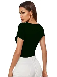 Casual Polyester Blend Round Neck Short Sleeves Stylish Crop Top-thumb2