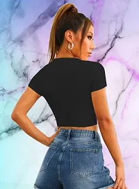 Casual Polyester Blend Round Neck Short Sleeves Stylish Crop Top-thumb2