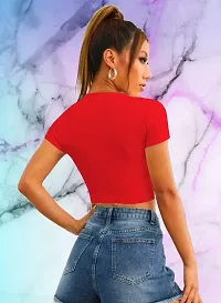 Casual Polyester Blend Round Neck Short Sleeves Stylish Crop Top-thumb2