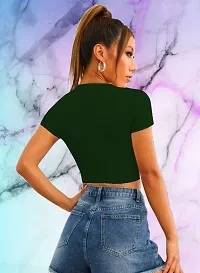 Casual Polyester Blend Round Neck Short Sleeves Stylish Crop Top-thumb2