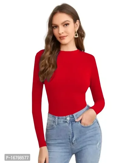 Casual Polyester Blend Round Neck Long Sleeves Stylish Top-thumb0