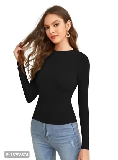 Casual Polyester Blend Round Neck Long Sleeves Stylish Top-thumb4