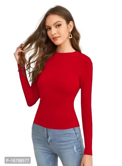 Casual Polyester Blend Round Neck Long Sleeves Stylish Top-thumb4