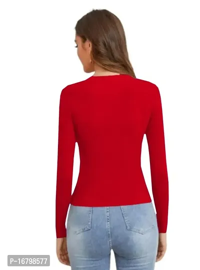 Casual Polyester Blend Round Neck Long Sleeves Stylish Top-thumb3