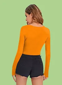 Casual Polyester Blend V Neck Long Sleeves Stylish Crop Top-thumb1