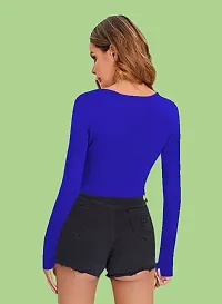 Casual Polyester Blend V Neck Long Sleeves Stylish Crop Top-thumb1