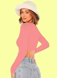 Casual Polyester Blend V Neck Long Sleeves Stylish Crop Top-thumb1